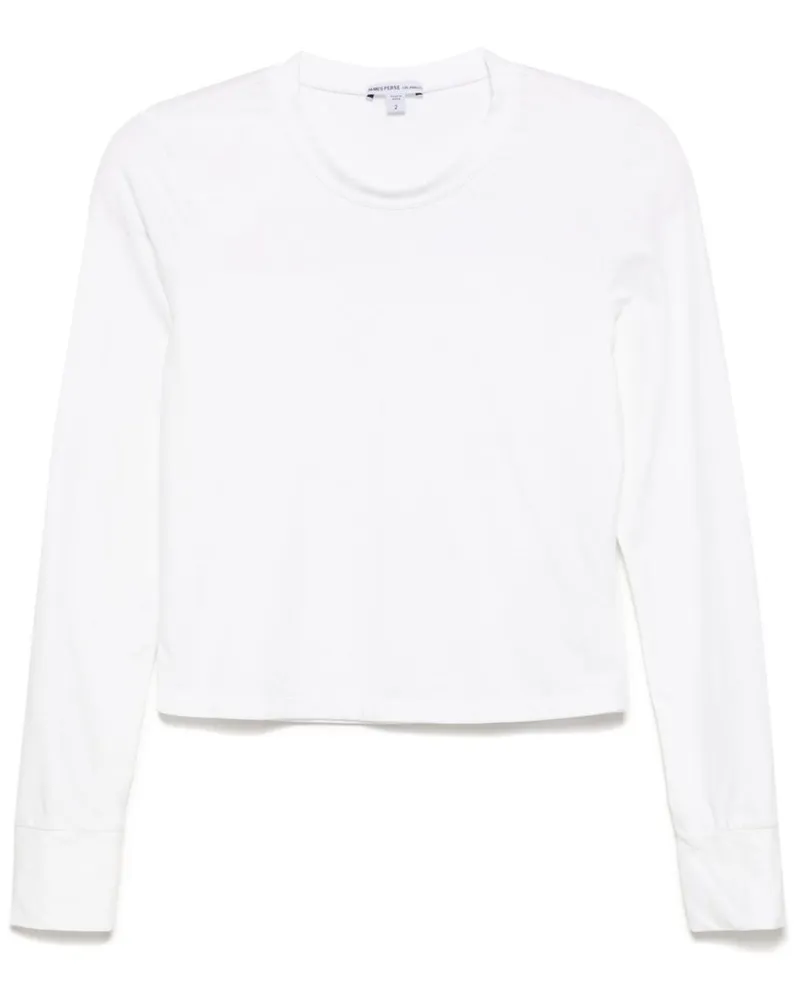 James Perse Cropped-Langarmshirt - Weiß Weiß