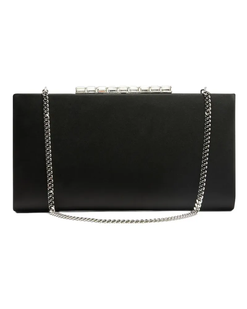 Stuart Weitzman Clutch aus Satin mit Kristallen - Schwarz Schwarz