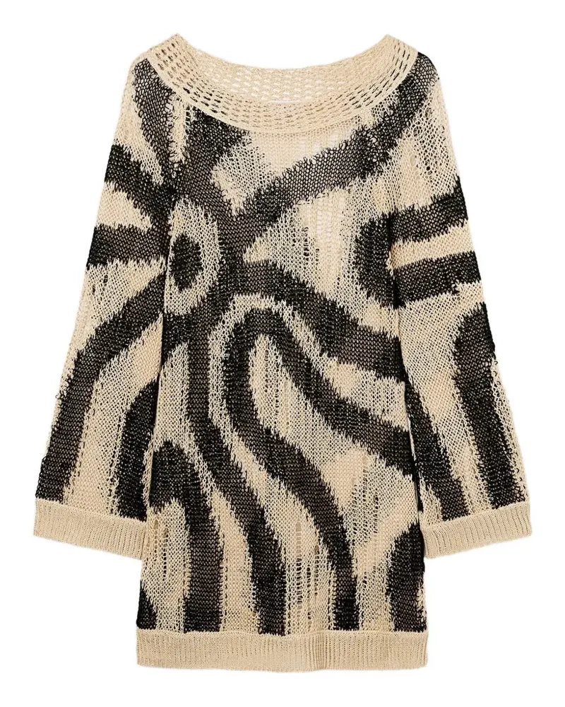 Emilio Pucci Marmo-print crochet-knit linen dress - Nude Nude