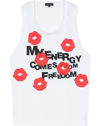 Comme des Garçons Lips Tanktop mit U-Ausschnitt Weiß