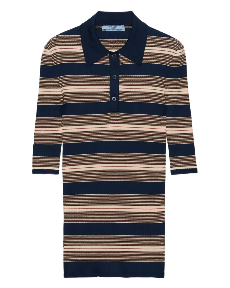 Prada Gestreiftes Poloshirt - Blau Blau