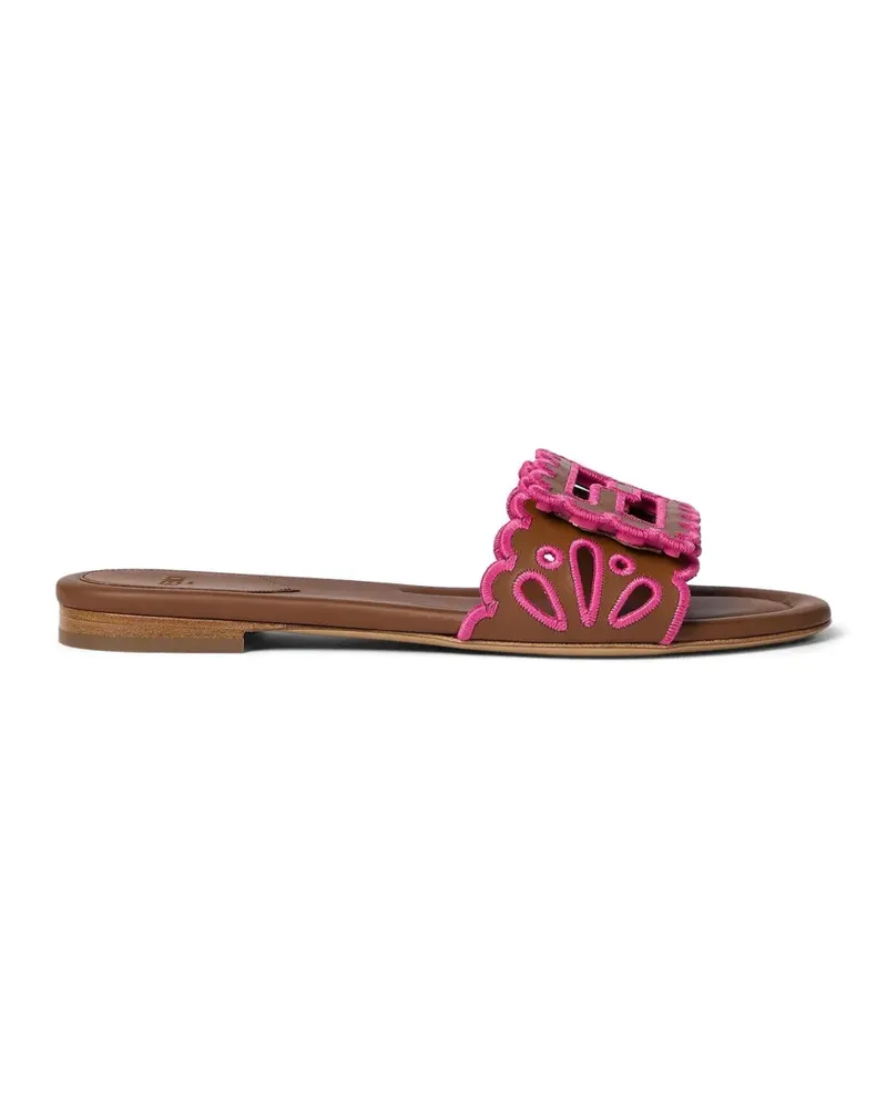 Fendi logo-appliqué flat sandals - Braun Braun