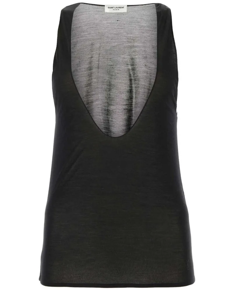 Saint Laurent Cassandre Seidentop - Schwarz Schwarz