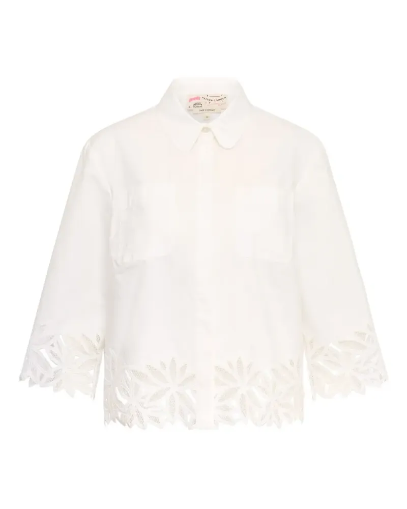 Maison Common lace-trim cotton shirt - Weiß Weiß