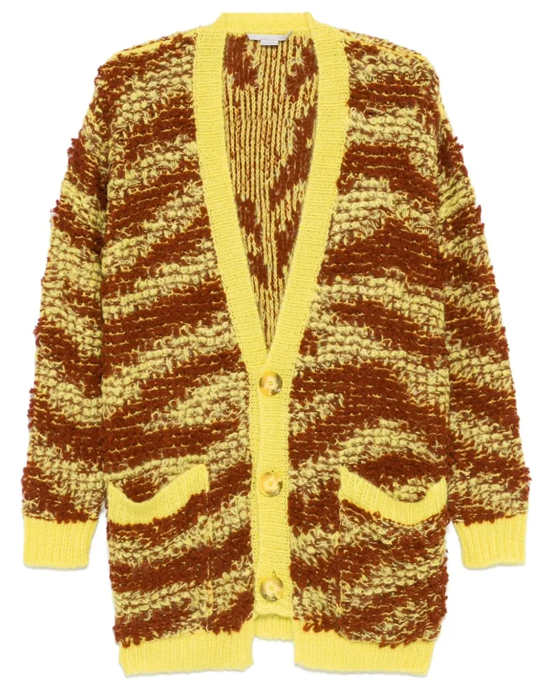 Stella McCartney Bouclé-Cardigan mit Tigermuster - Gelb Gelb