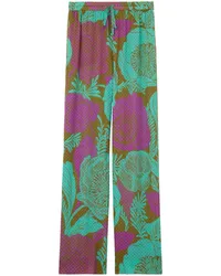 ST. JOHN Weite Hose mit Blumen-Print Grün