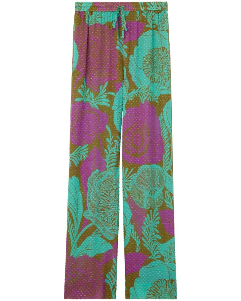 ST. JOHN Weite Hose mit Blumen-Print - Grün Grün
