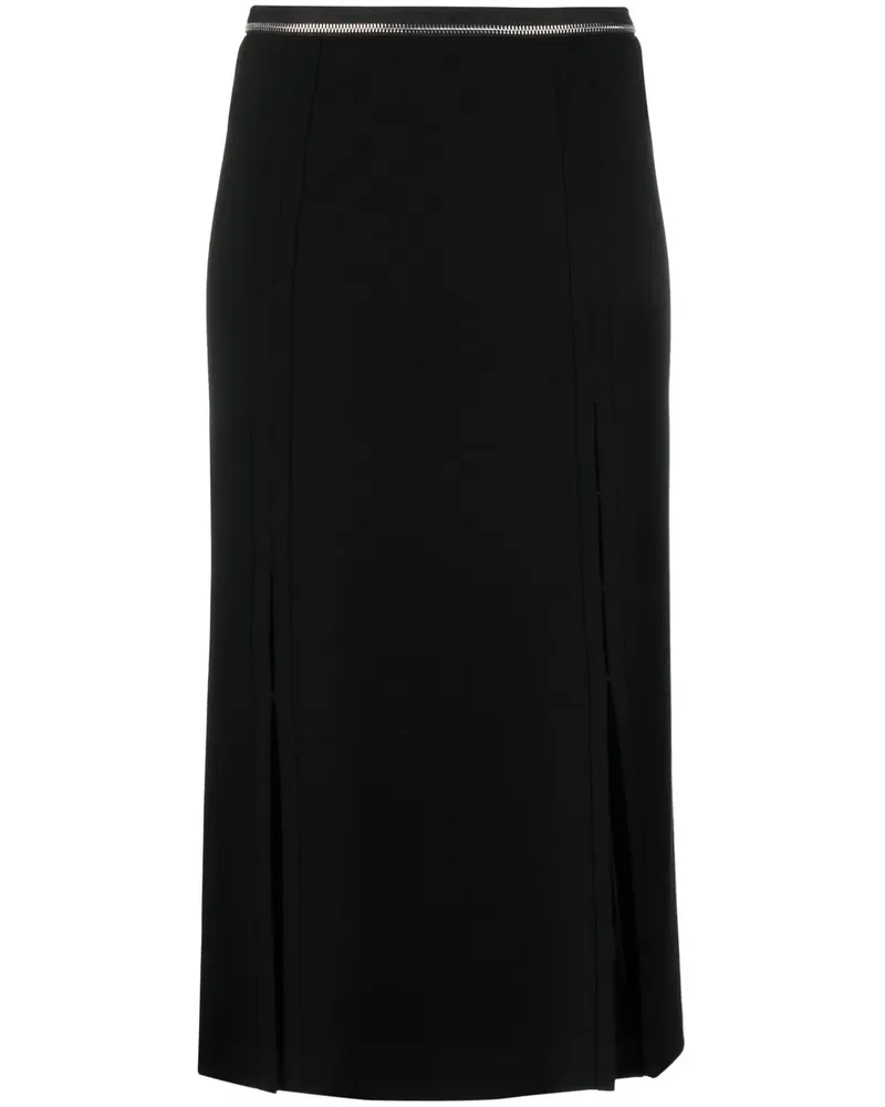 Helmut Lang Midirock mit Schlitz - Schwarz Schwarz