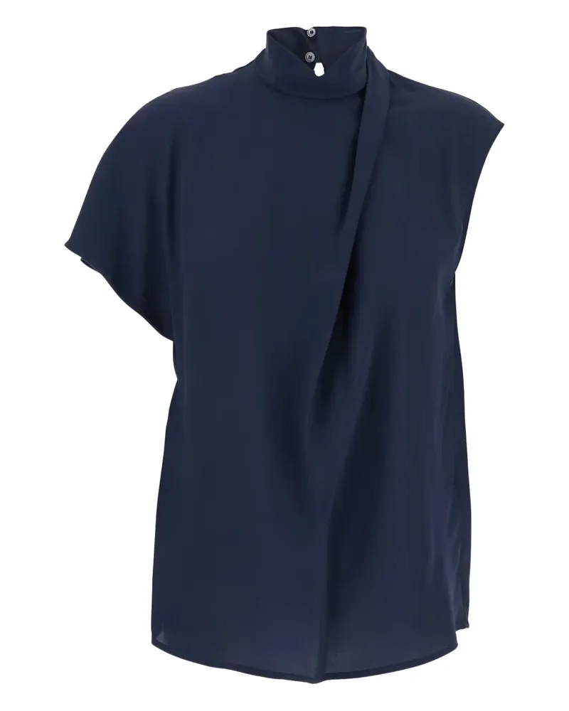 TELA Drapierte Bluse mit Stehkragen - Blau Blau