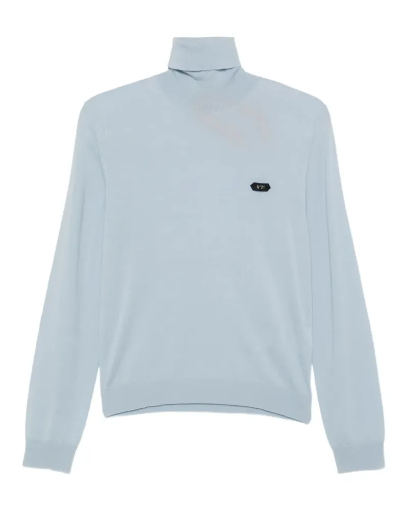 N° 21 logo-patch turtleneck sweater - Blau Blau