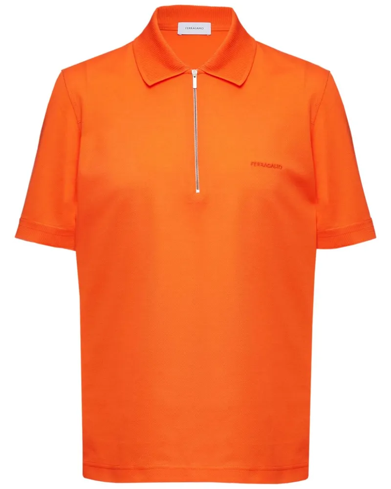 Ferragamo Poloshirt mit kurzem Reißverschluss - Orange Orange