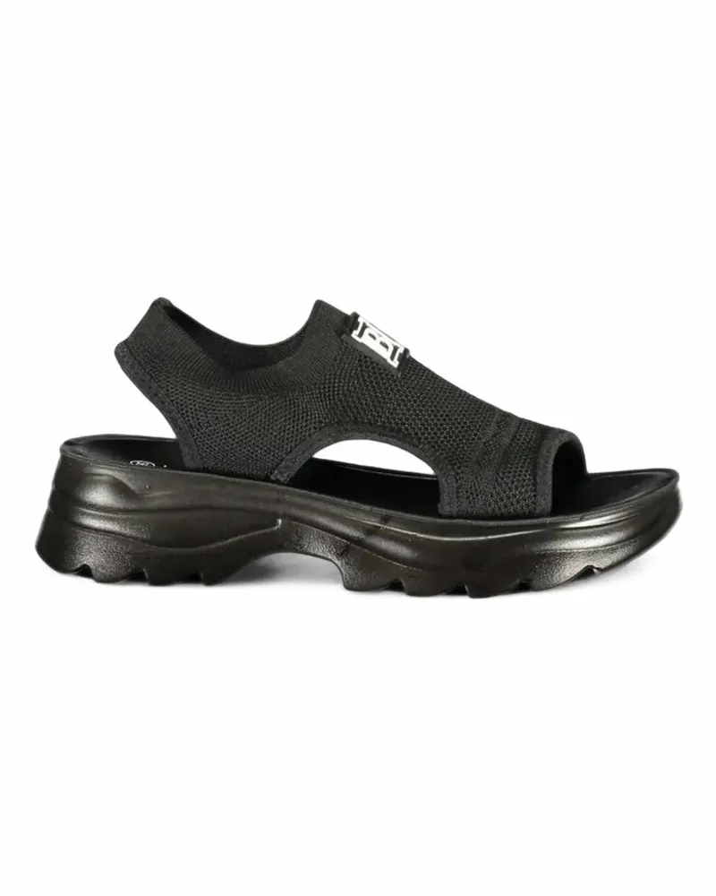 Laura Biagiotti Sandalen mit Logo-Patch - Schwarz Schwarz