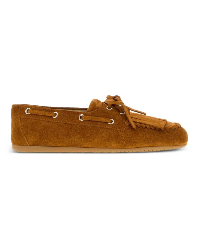 Miu Miu Loafer aus Wildleder mit Fransen - Braun Braun