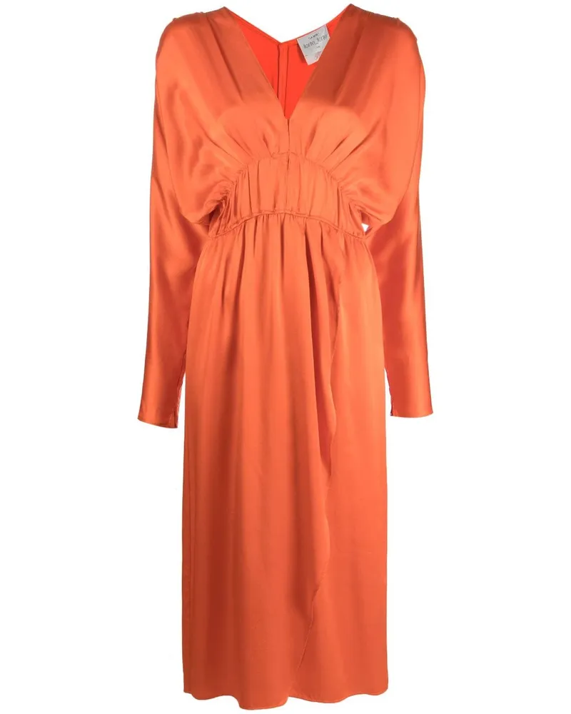 forte_forte Midikleid aus Seide mit V-Ausschnitt Orange