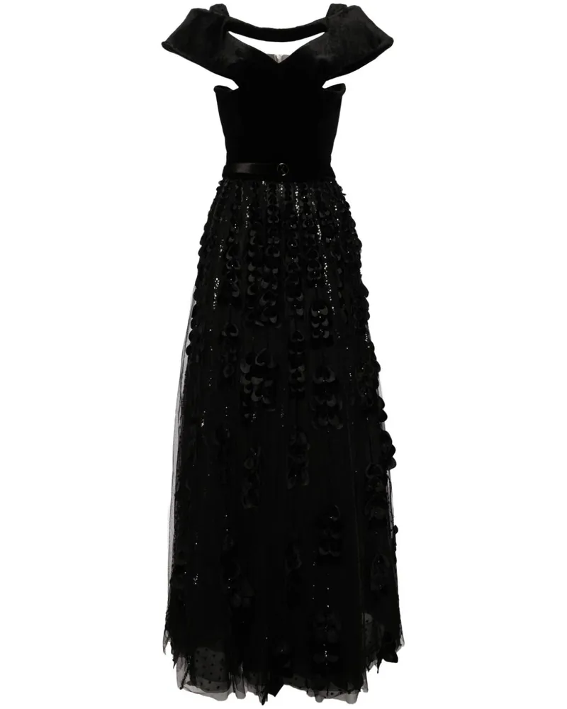 Saiid Kobeisy Maxikleid mit Perlen - JET BLACK Jet