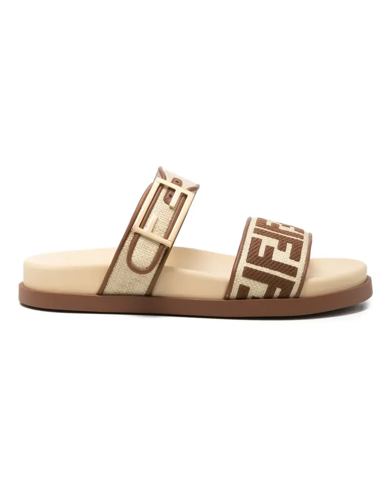 Fendi FF logo buckle sandals - Nude Nude