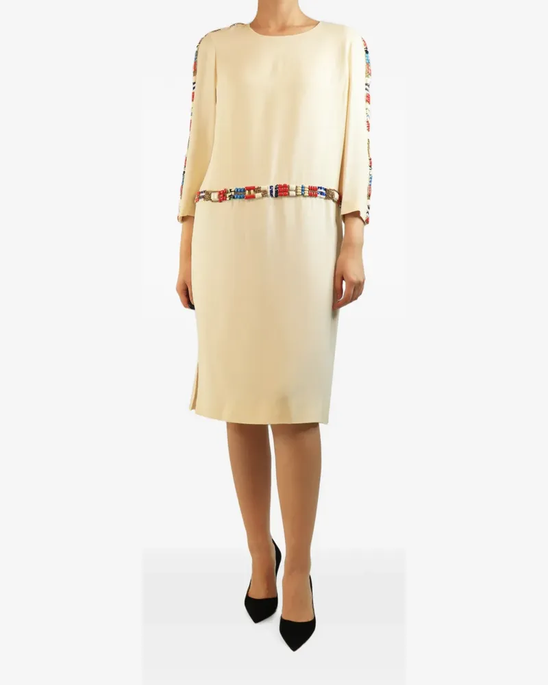 Tory Burch beaded silk midi day dress - Nude Nude
