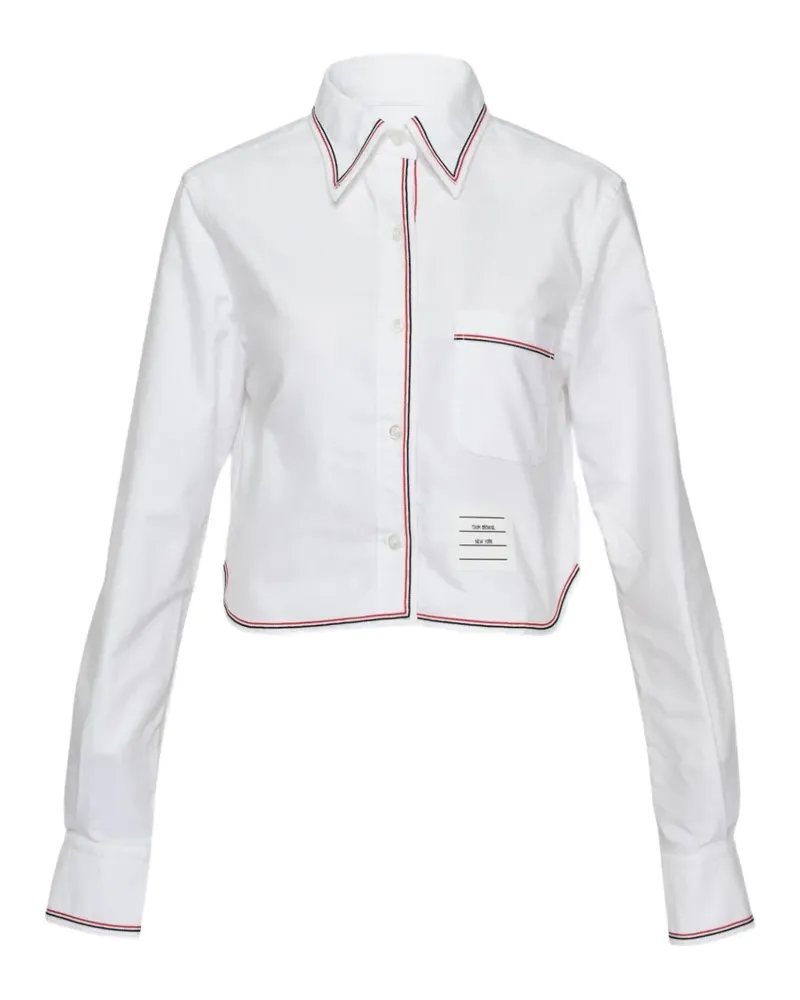 Thom Browne RWB-stripe cropped shirt - Weiß Weiß