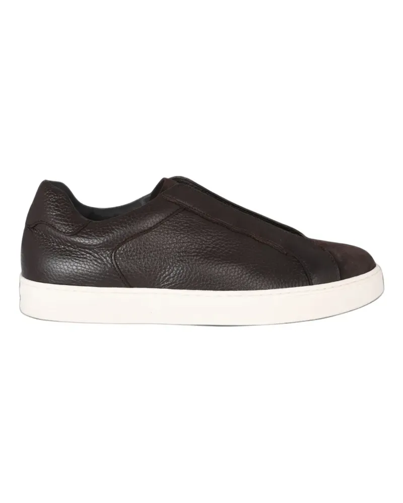 Doucal´s Clay grained-leather sneakers - Braun Braun