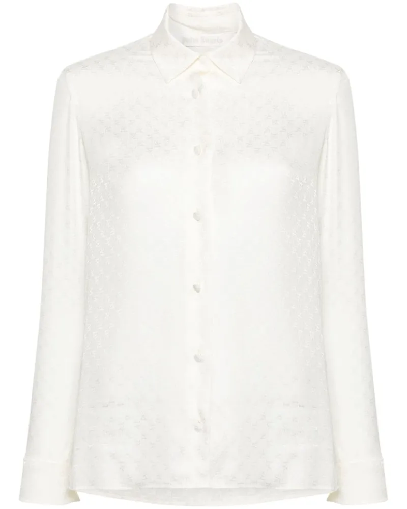 Palm Angels Jacquard-Seidenhemd mit Monogrammmuster - Weiß Weiß