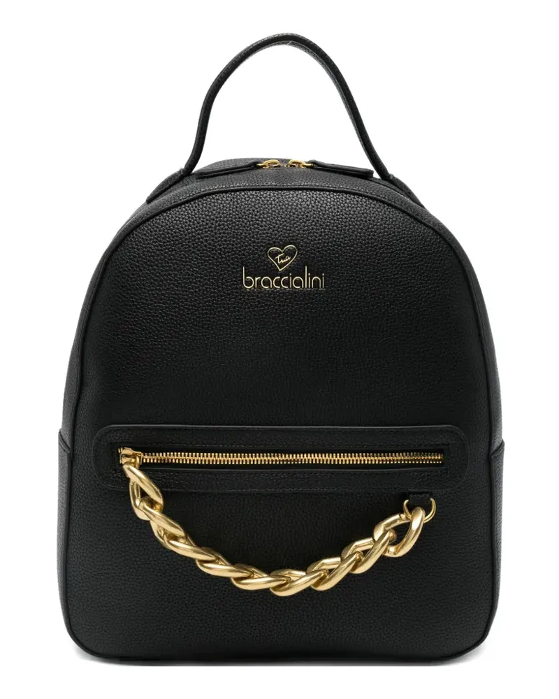 Braccialini chain-detail leather backpack - Schwarz Schwarz