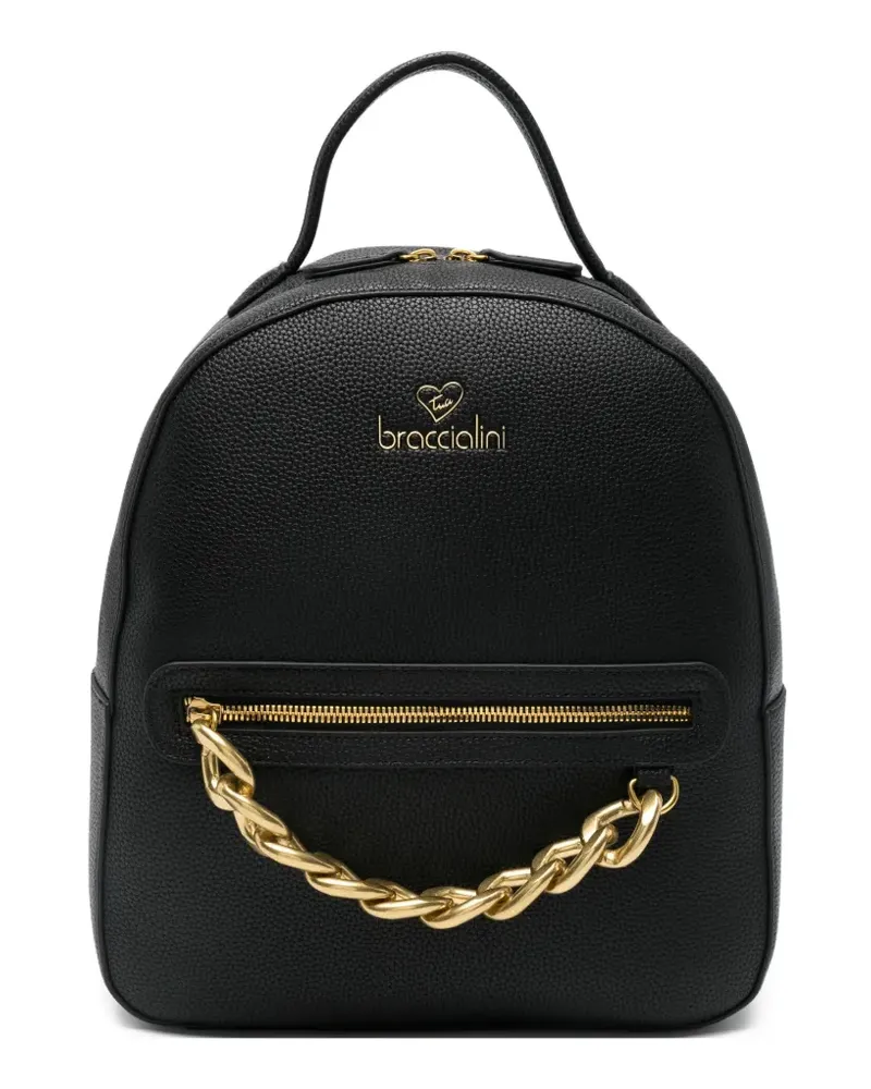 Braccialini Rucksack aus Leder - Schwarz Schwarz