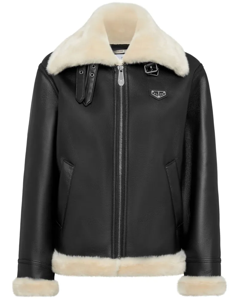 Philipp Plein Jacke aus Faux Shearling - Schwarz Schwarz