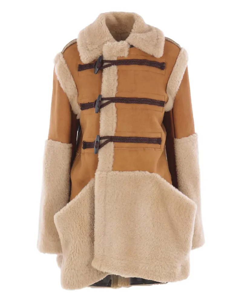 Sacai Toggle Mouton Mantel - Braun Braun