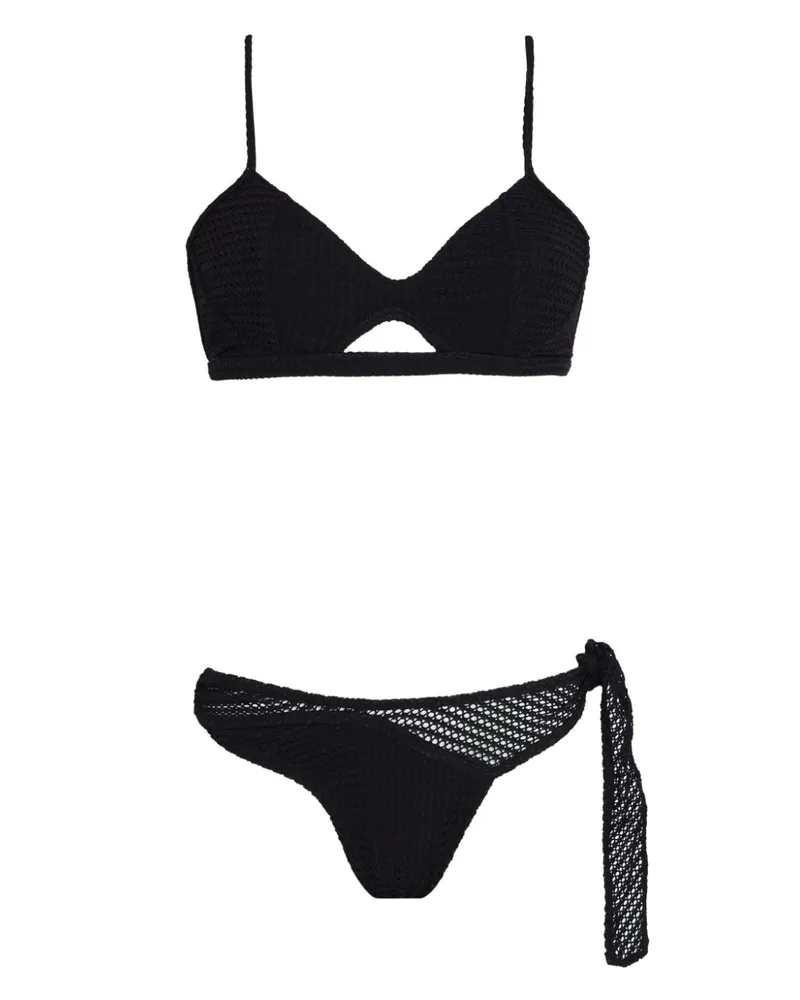 Amir Slama Bikini mit Waffeloptik - Schwarz Schwarz