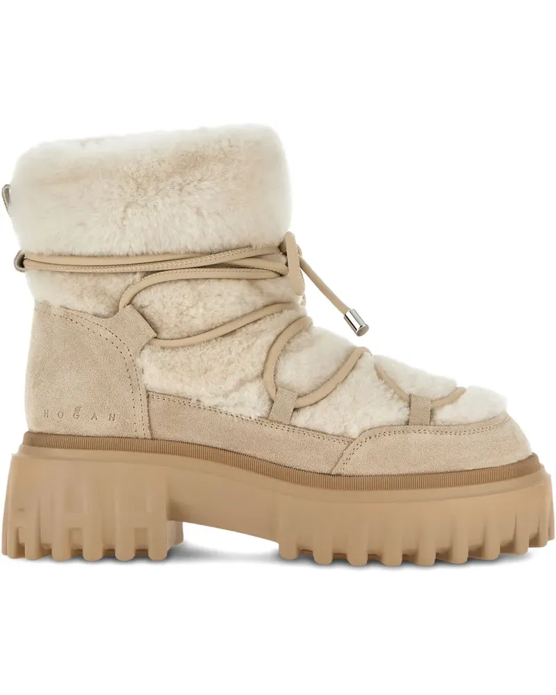 Hogan Stiefel mit Shearling-Besatz - Nude Nude
