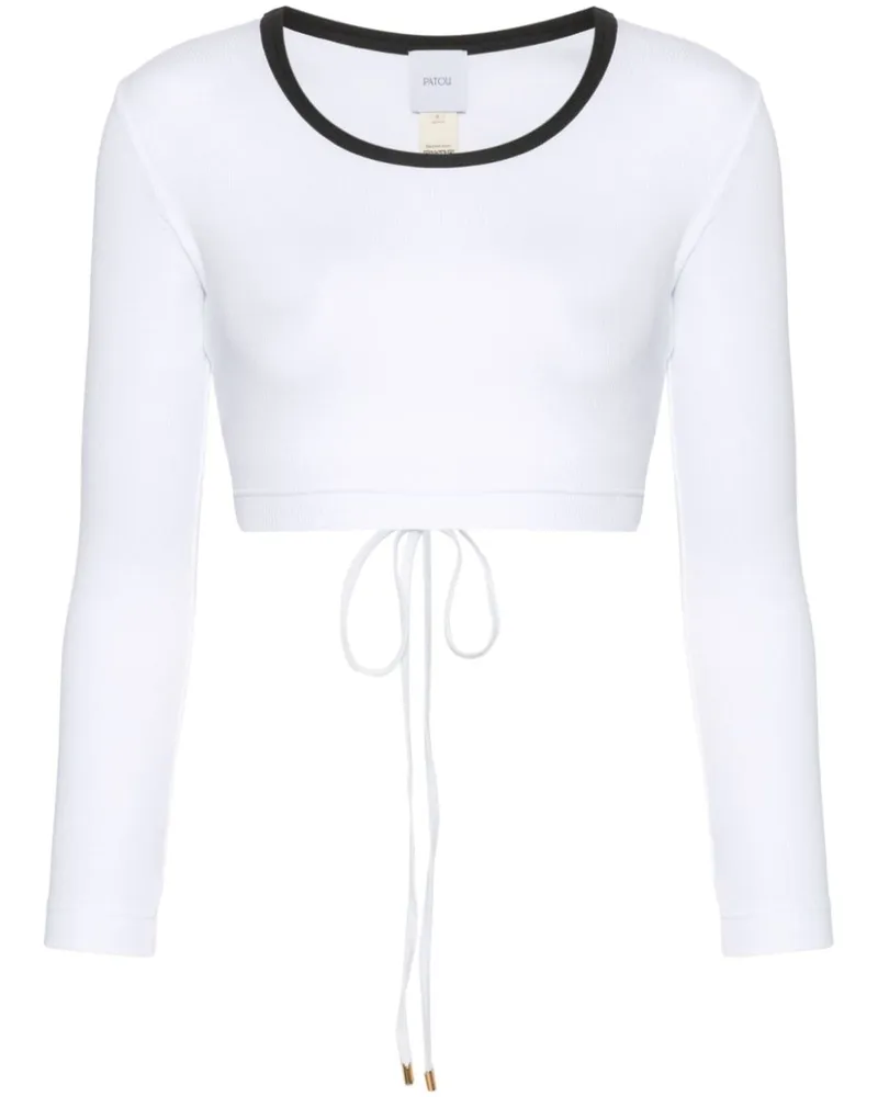 Patou Fein geripptes Cropped-Top Weiß