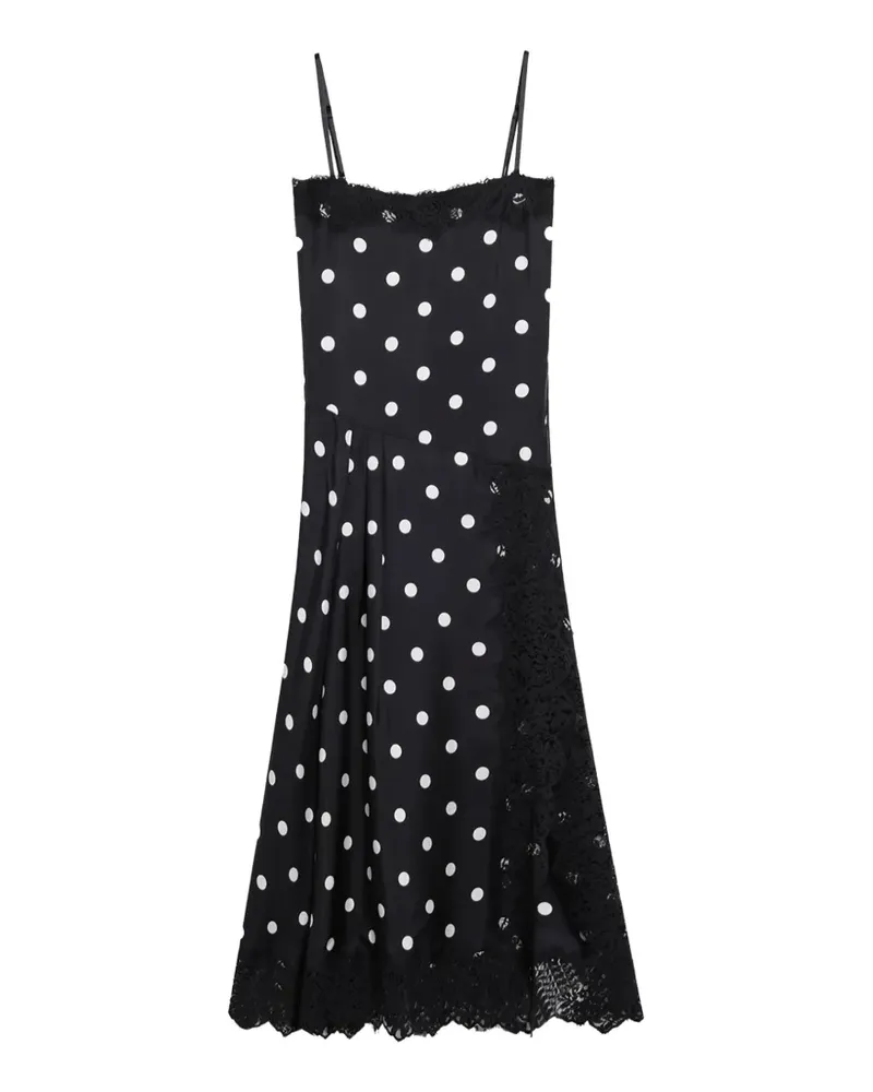 SPORTMAX polka-dot lace-trim midi dress - Schwarz Schwarz