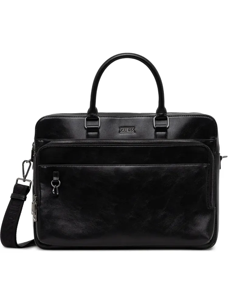 Guess Laptoptasche mit Logo-Schild - Schwarz Schwarz