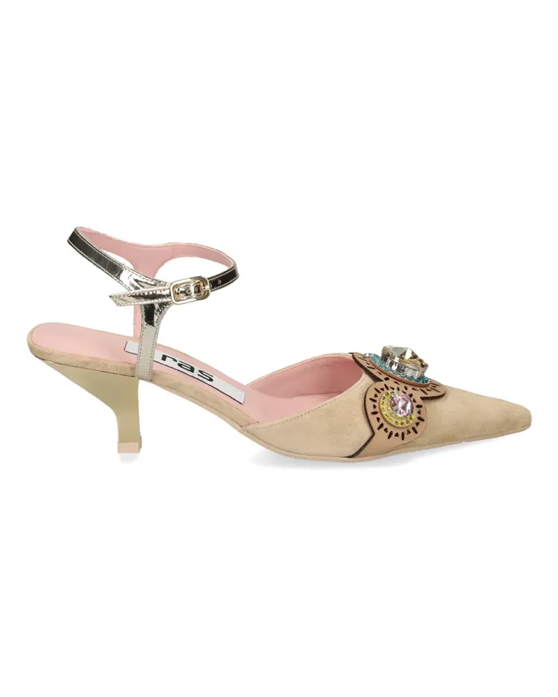 RAS ankle strap embellished pumps - Nude Nude