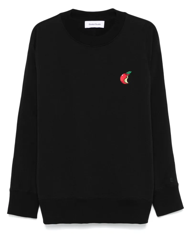 Études Studio Sweatshirt mit Apfelstickerei - Schwarz Schwarz
