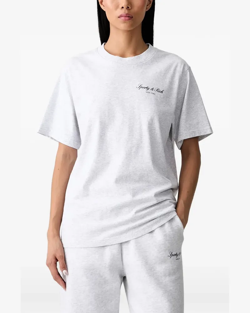 SPORTY & RICH Signature NY T-Shirt - Grau Grau