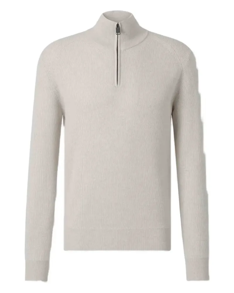 Brioni Gerippter Pullover mit Reißverschluss - Nude Nude
