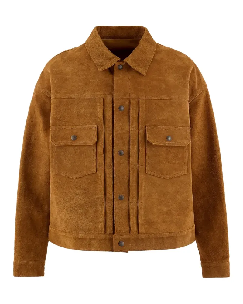 SAINT MXXXXXX x BerBerJin pleated suede jacket - Braun Braun