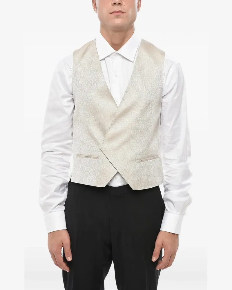 Corneliani embroidered double-breasted waistcoat - Nude Nude