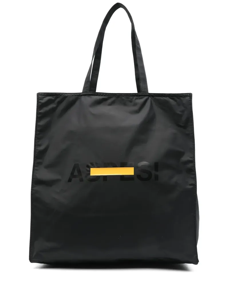 ASPESI Handtasche mit Logo-Print - Schwarz Schwarz