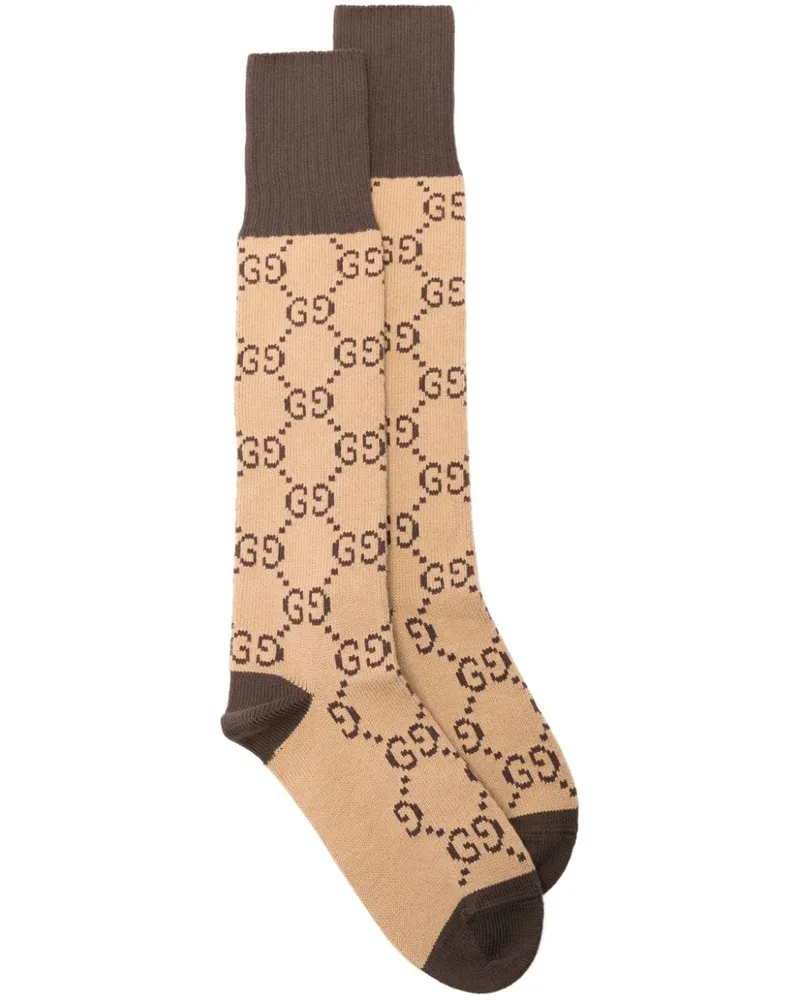 Gucci Gerippte Socken aus GG Supreme - Nude Nude