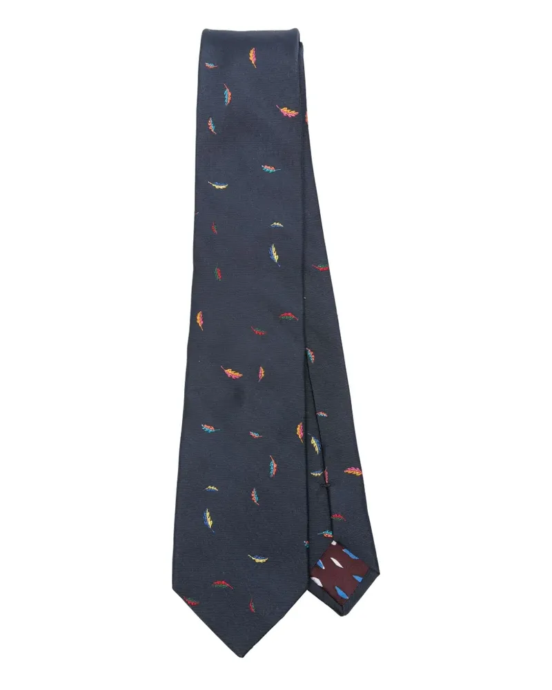Paul Smith Krawatte mit Feder-Print - Blau Blau