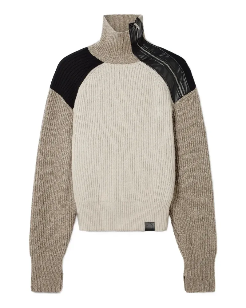Stella McCartney zip-panel ribbed-knit sweater - Nude Nude