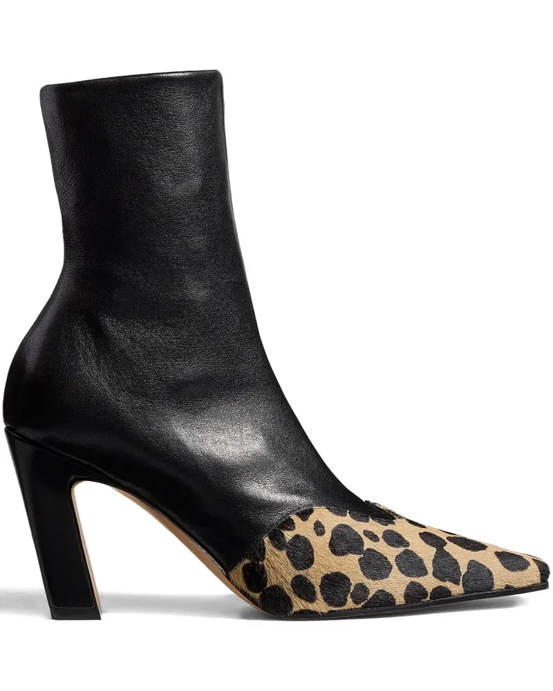 KHAITE 85mm Nevada hyena-print square toe boots - Schwarz Schwarz