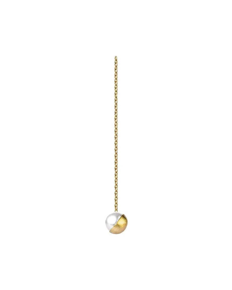 SHIHARA 135°' Kettenohrring mit halber Perle - Metallic Metallic