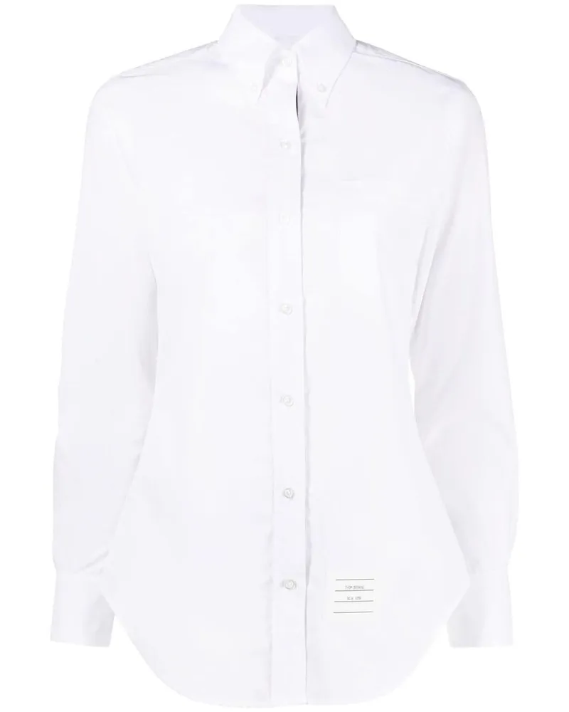 Thom Browne Hemd mit Logo-Patch - Weiß Weiß