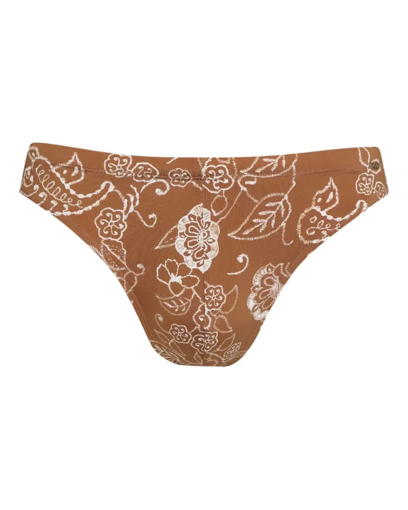Amir Slama Badehose mit Blumen-Print - Braun Braun