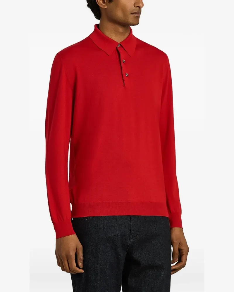 Kiton Langärmeliges Poloshirt - Rot Rot