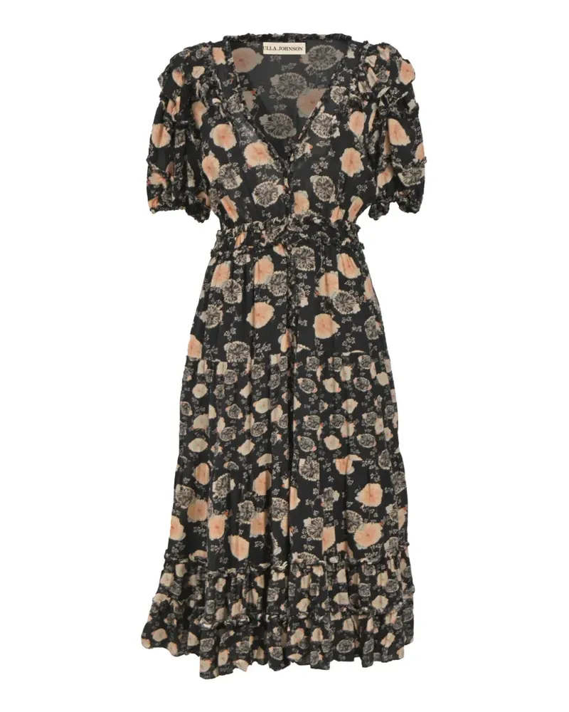 Ulla Johnson ruffle-detail floral-print dress - Schwarz Schwarz