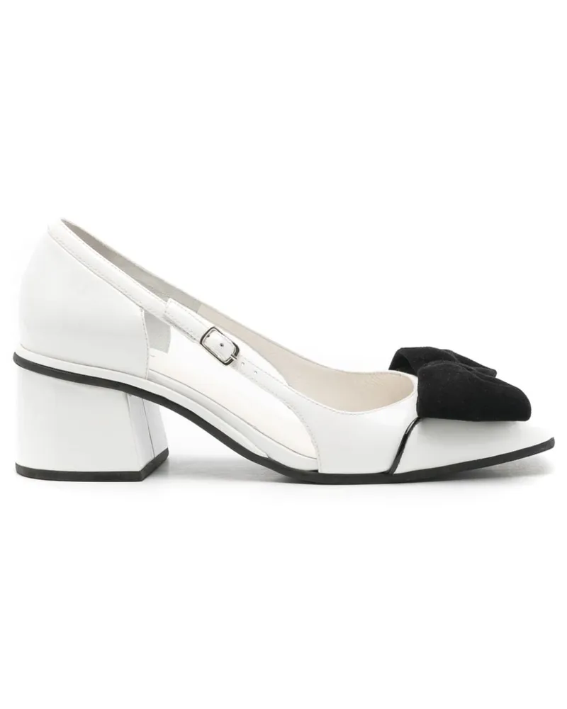 Sarah Chofakian Pumps mit Schleife 45mm - Weiß Weiß